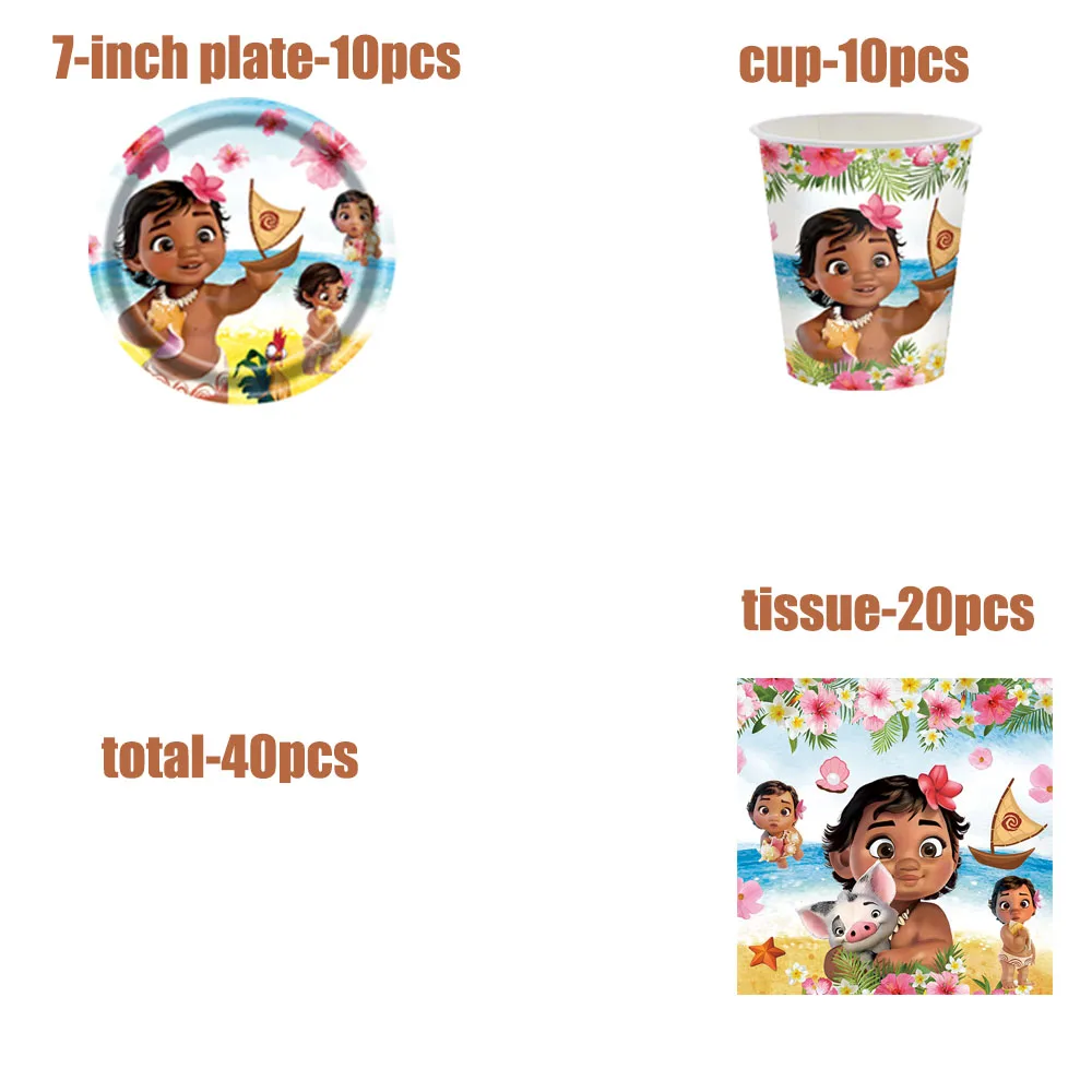Фото Disney Moana 2, украшение для вечеринки, посуда Simia, бумажные тарелки, воздушные шары, наклейки на скатерть, подарки для вечеринки, рождественские принадлежности №2