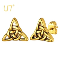 u7 eternal love stud earrings stainless steel trinity celtic knot earrings for women men
