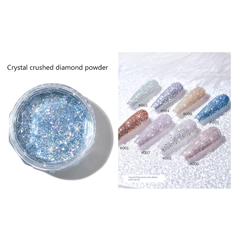 8 Boxes Reflective Glitter Nail Crystal Diamond Powder Ultra Shiny Glass Micro Diamond Powder for Nail Decoration
