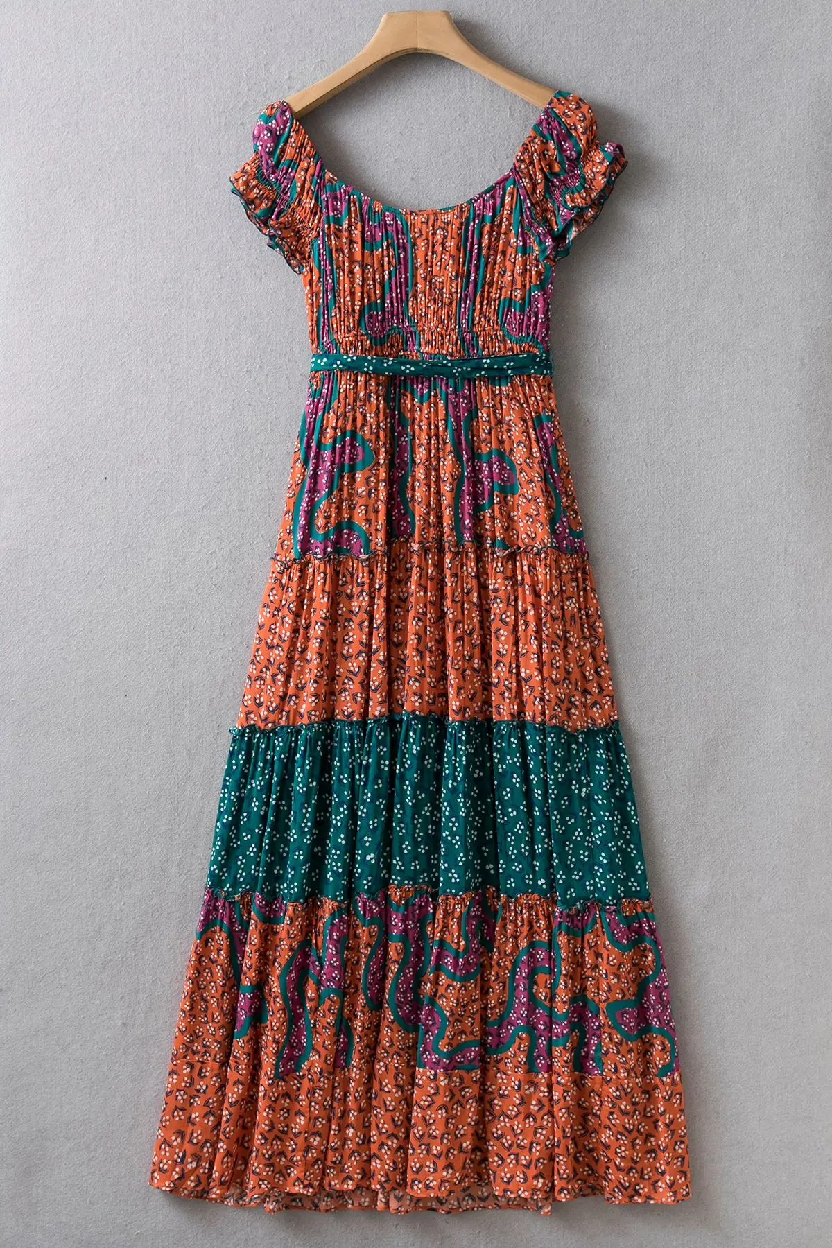 Платье макси с рукавами и поясом US 2-US 12