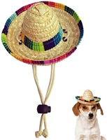 atuban pet straw hat with adjustable chin strap lovely sun hat funny mexican party costume party for dogpuppycatkitty