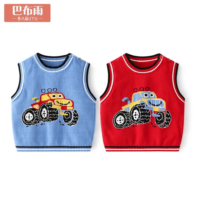 

Babuyu Baby Vest Pure Cotton Cartoon Boy Spring And Autumn Cute Inner Wear Knitted Children's Jacket Vest Girl 80-130 Bohemian