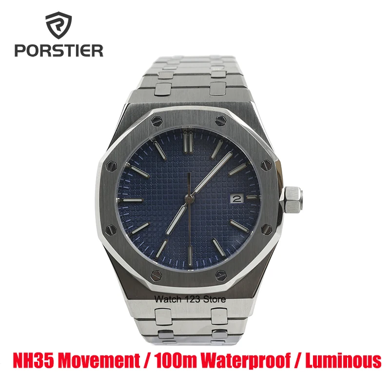 

PORSTIER 41mm Men Watches Luxury 2022 Automatic Mechanical Watch For Men 100m Waterproof Luminous Wristwatch Relogio Masculino
