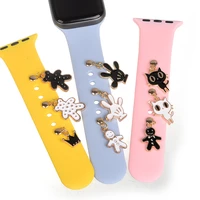 black white small animal pattern silicone strap decorative paw buckle for apple watch band charm accessories for iwatch bracelet