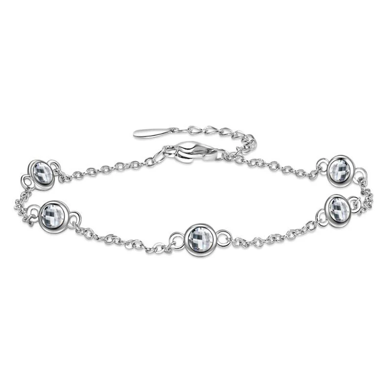 Женский Круглый браслет из серебра 2 4 пробы с муассанитом мм