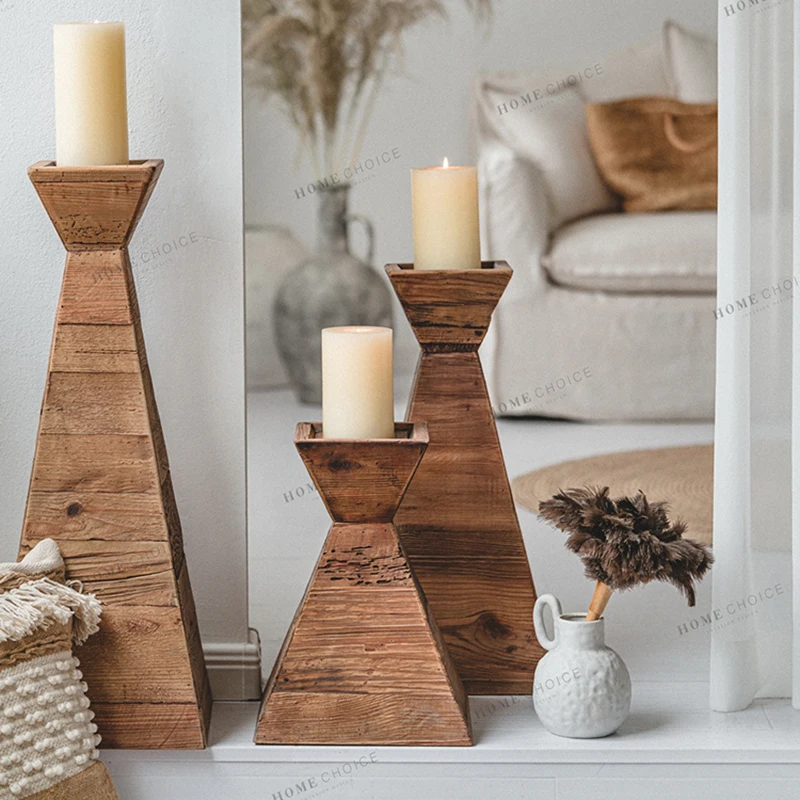 

Wood High Candels Holder Vintage Luxury Nordic Aesthetic Clear Candles Table Candl Candl Design Centro De Mesa Tealight Holder