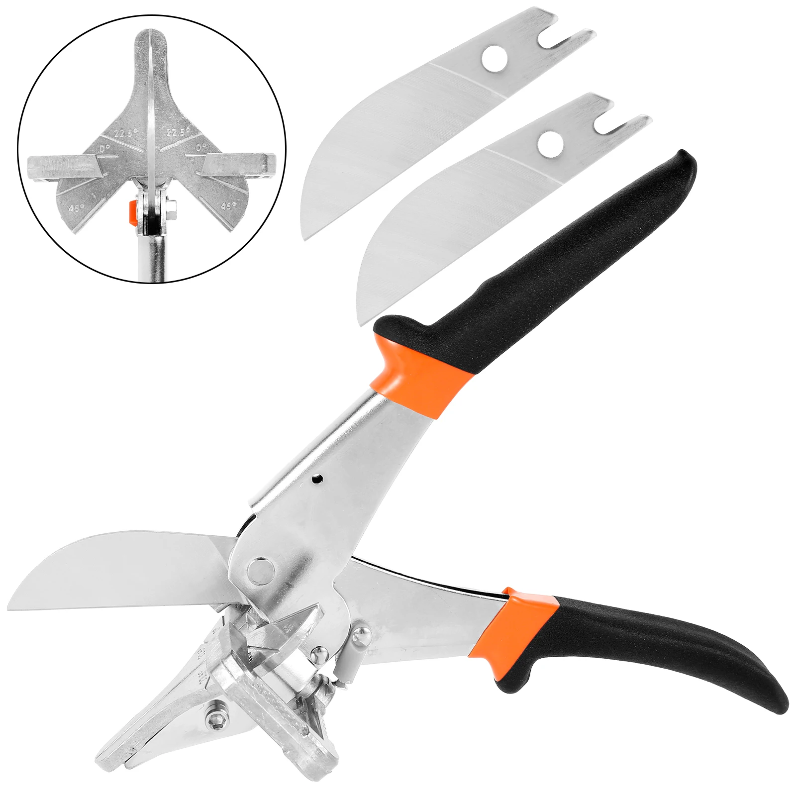 

Miter Shears Adjustable 0 to 135 Degree Sharp Trunking Shears Ergonomic Multi Angle Miter Scissors with 2 Replacement Blades for