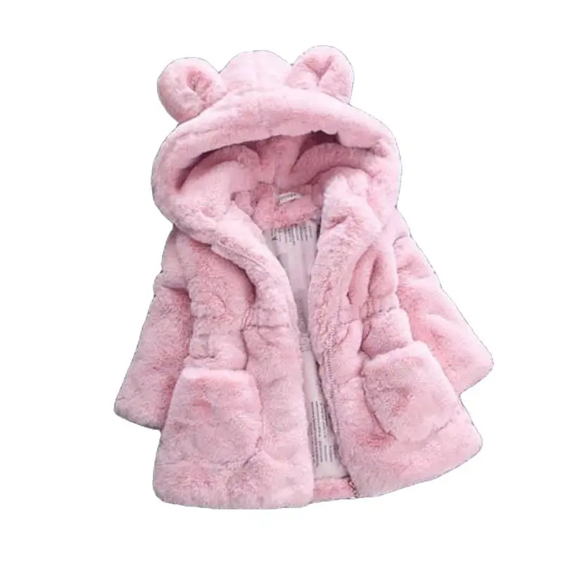 

New Baby Girls Warm Winter Coats Thick Faux Fur Fashion Kids Hooded Jacket Coat for Girl Outerwear Children Clothing 2-7 Years