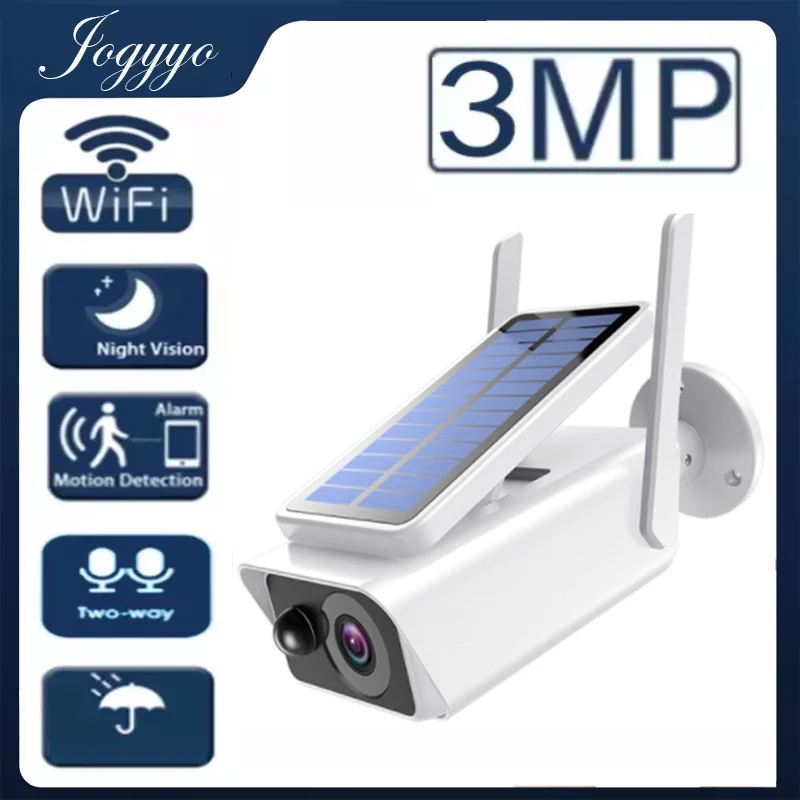 

3MP Solar Camera Battery Powered WiFi IP Weatherproof Surveillance Security Camera IP66 PIR Alarm Night Vision Two Way Voice Cam