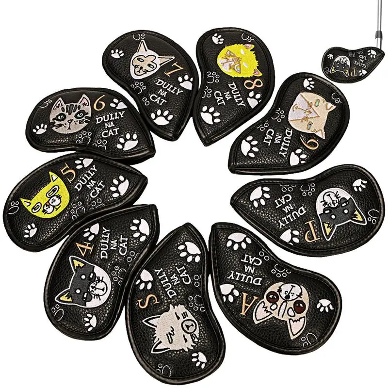 

9Pcs Golf Iron Covers PU Leather Iron Head Covers For Golf Clubs Golf Club Head Cover Fit Golf Irons Accessories