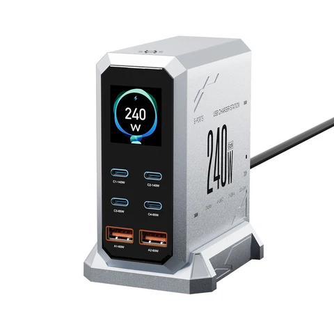 240W GaN Быстрое Зарядное Устройство PD3.1, 6-портовая Зарядная Станция — детальный вид товара