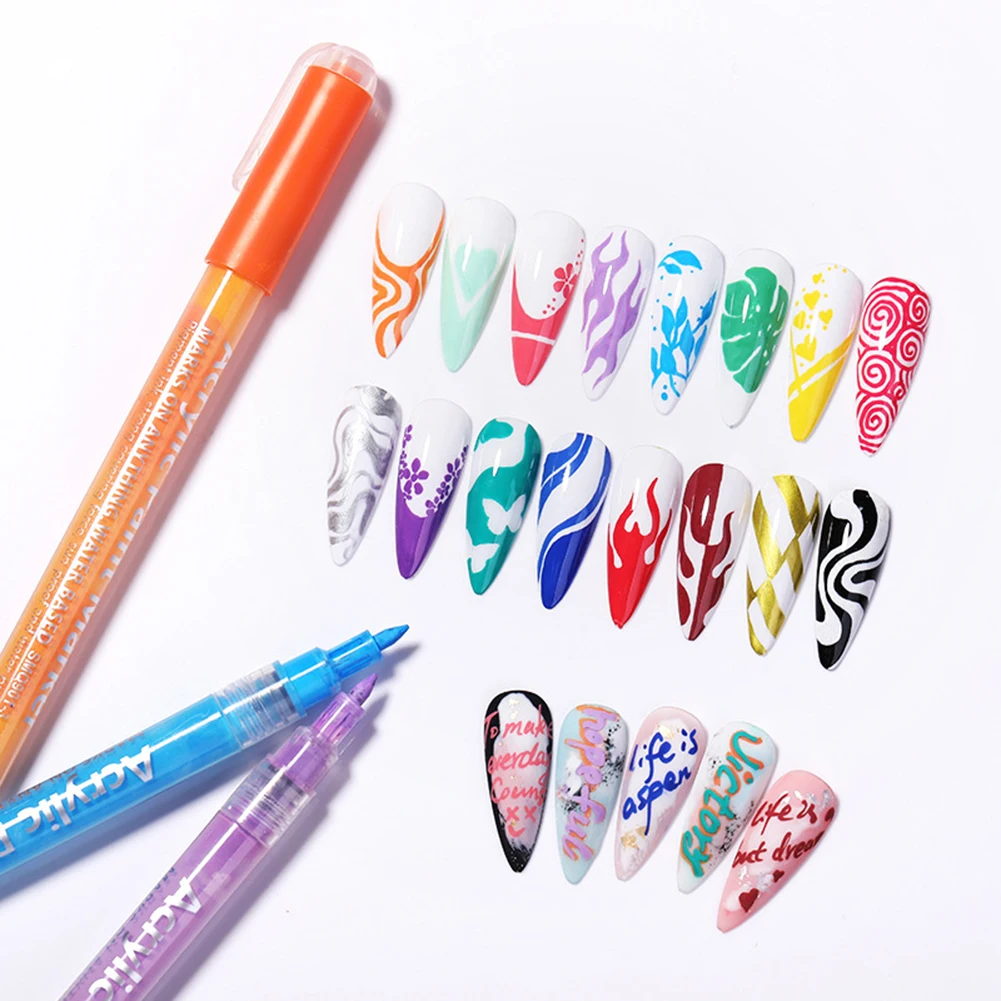 

Nail Art 3D Paint Pen Quick Dry Long-Lasting Drawing Painting Liner Brush Multi Color Door Selection Portable Nail Tools