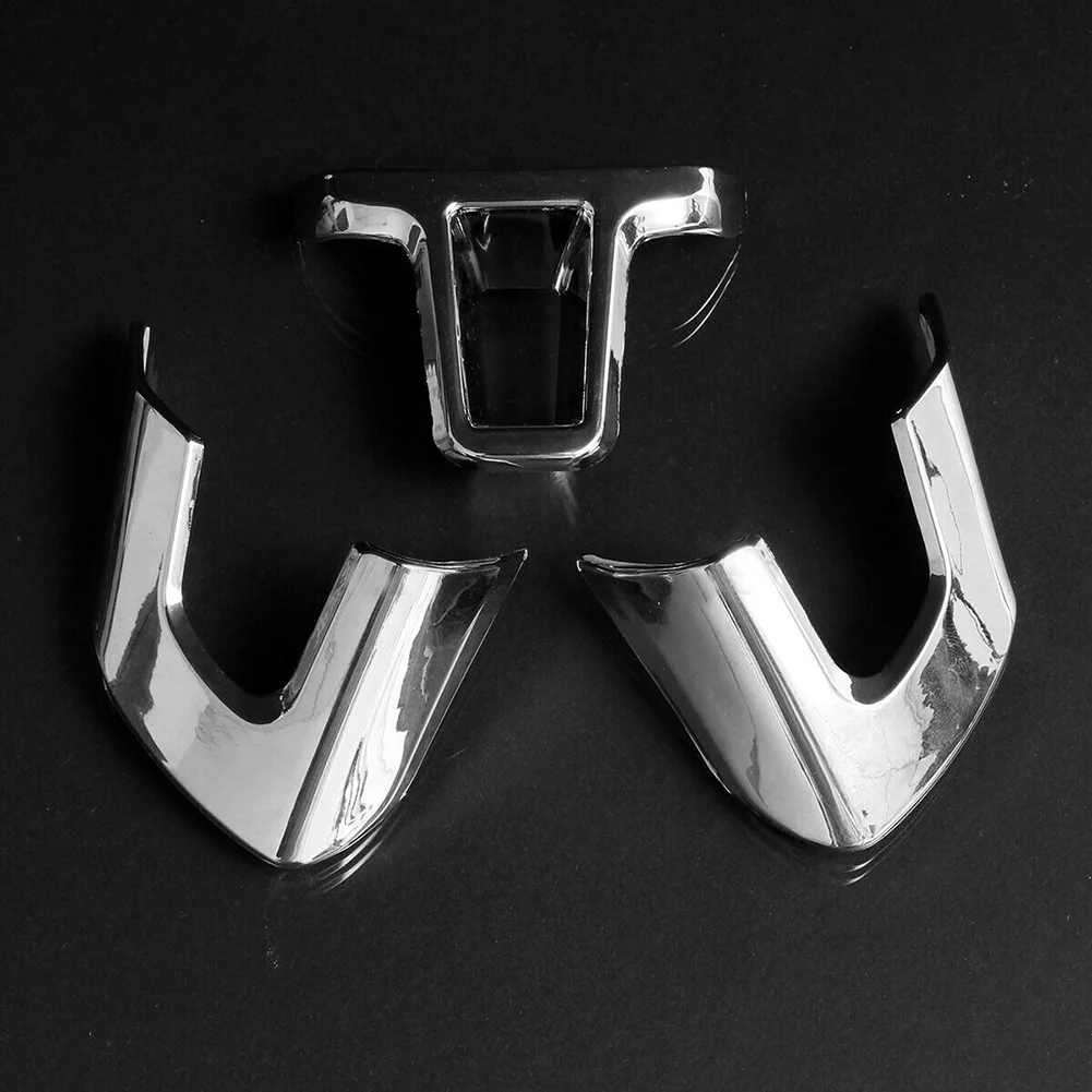 

Car Decor Steering Wheel Sticker ABS 3D Sticker 3pcs ABS Chrome Sticker Trim Trim Cover Car Internal Decoration
