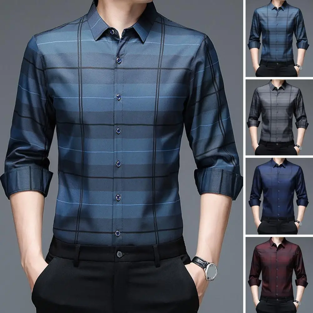 

Plus Size Men Dress Shirts Long Sleeve Slim Fit Solid Striped Business Formal White Man Shirt Male Social Big Size Clothing