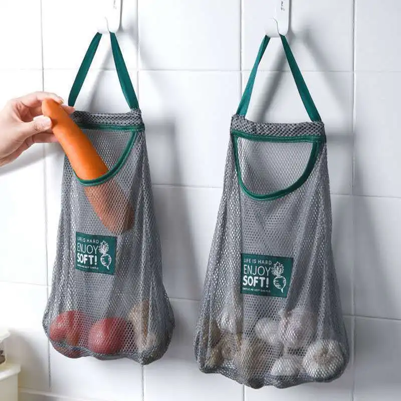 

Vegetable Fruit Storage Mesh Bag Reusable Hanging Organizers Tote Portable Snack Containers Kitchen Garlic Toys Sundries Bags