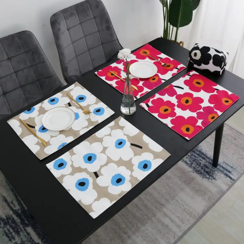 

Reusable Poppy Flower Insulation Pad Fresh Table Mat Double-layer Thickening Waterproof Plate Mat Desktop Decoration Nordic