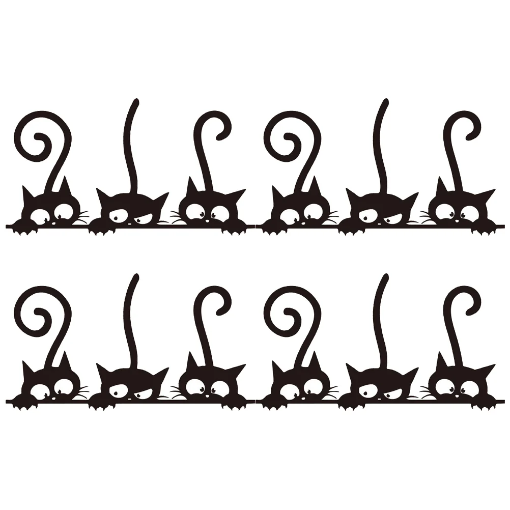 

Wall Stickers Cat Sticker Decals Animal Nursery Decor Decal Bedroom Removable Kids Switch Stair Pvcdecoration Black Background