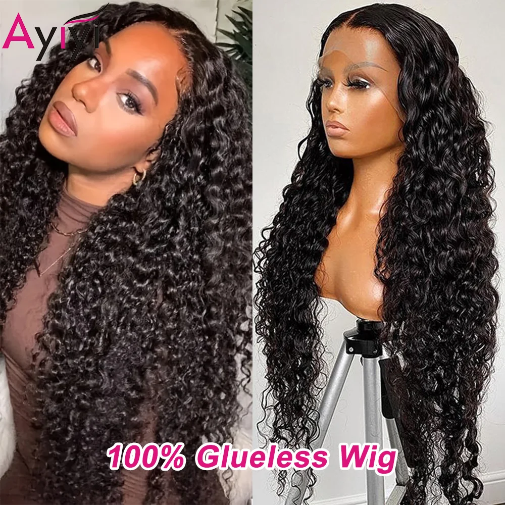 

Парик из натуральных волос без клея с эффектом волны, 13x4