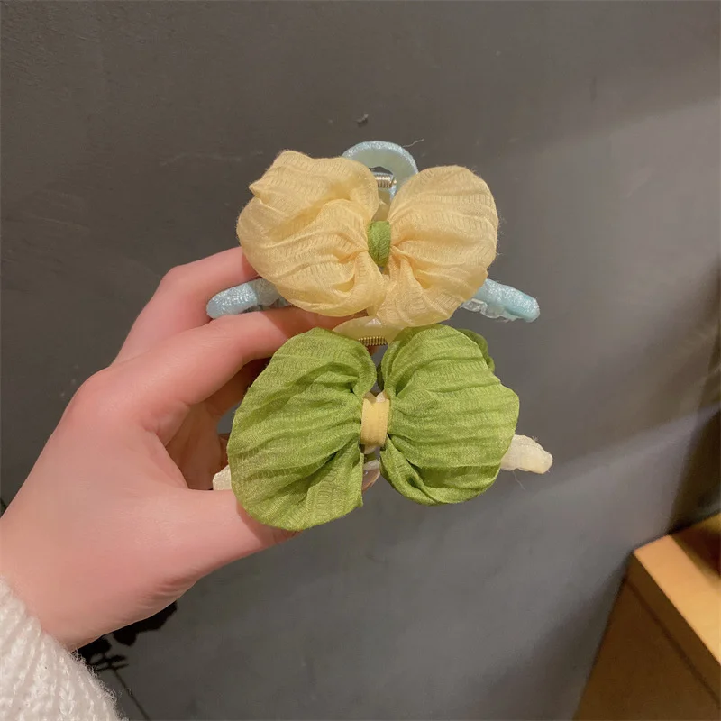 

Spring new sweet Japanese and Korean bow clip on the back of the head girl hair accessories colorful shark clip headdress
