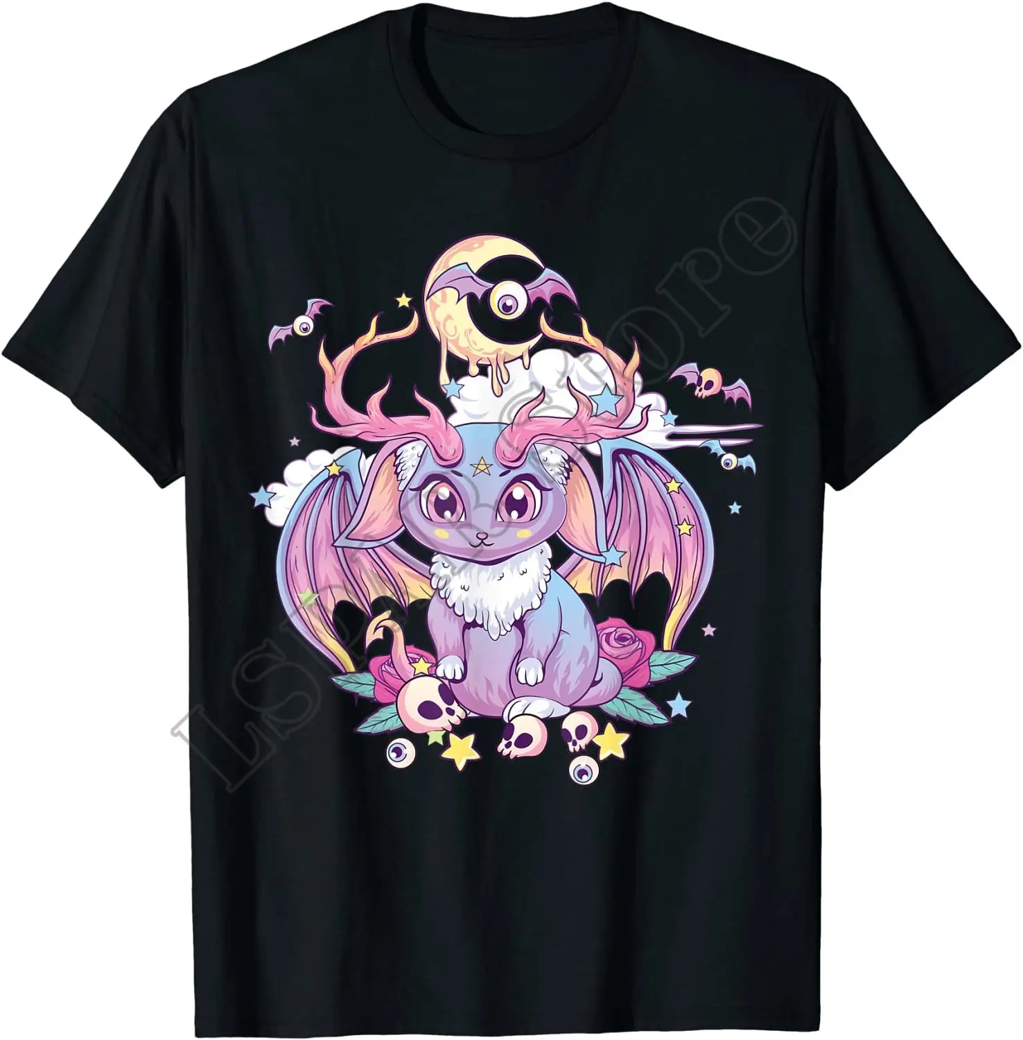 

Пастельная Готическая жуткая сатиновая футболка Jackalope Kawaii Menhera