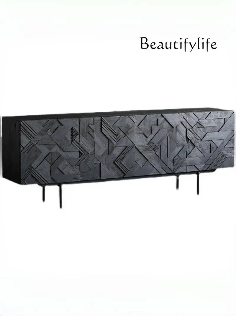 w stylu nordyckim z litego drewna Prosty nowoczesny lekki luksusowy salon Średniowieczna szafka pod telewizor wiatrem przemysłowym