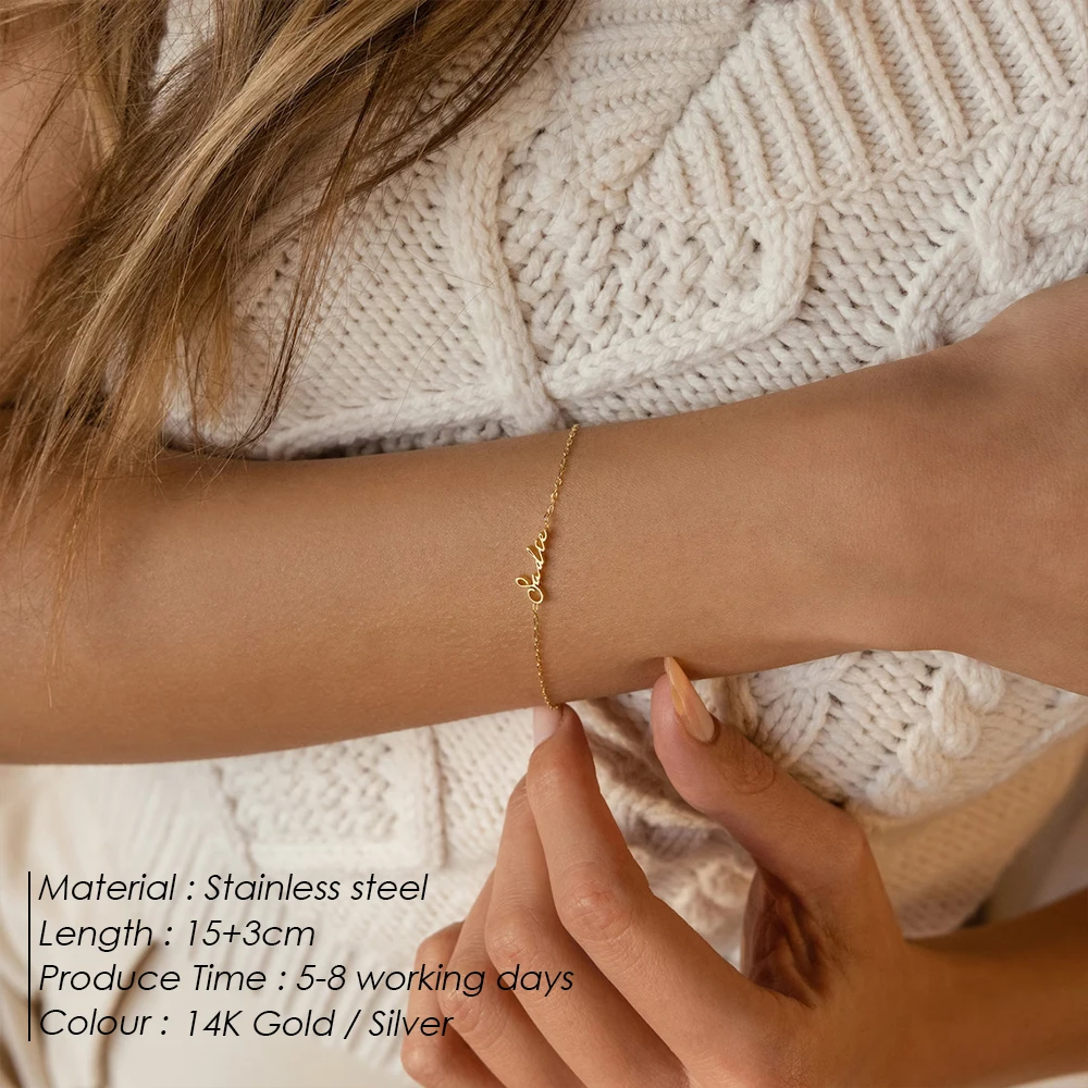 Индивидуальный Женский браслет eManco с именем золотого цвета индивидуальные буквы