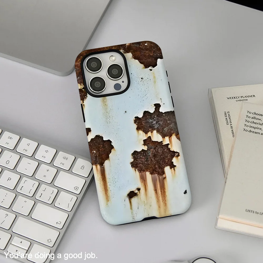 Фото Новый чехол для телефона Retro Rust для IPhone 17 16e 16 15 14 13 12 11 X XS XR XSMAX 7 8 Air Pro Max Plus, роскошная двухслойная задняя крышка №5