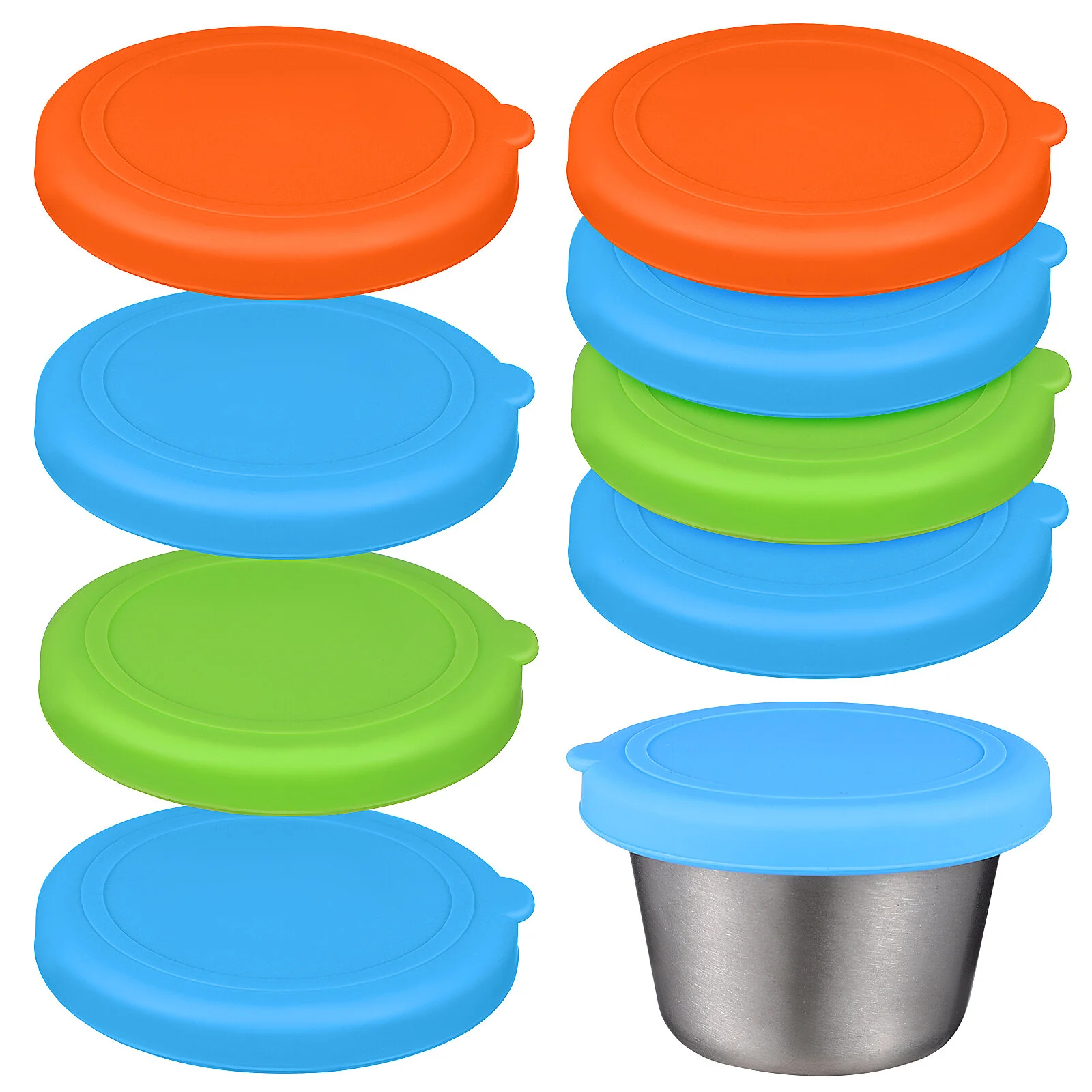 

8 Pcs Silicone Cup Lids Vinegar Dish Sauce Ketchup Soy Dipping Bowls Silica Gel