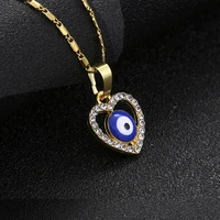 new fashion choker pendants heart shaped necklace silver plated blue evil eye necklace enamel for women glamour jewelry wholesal