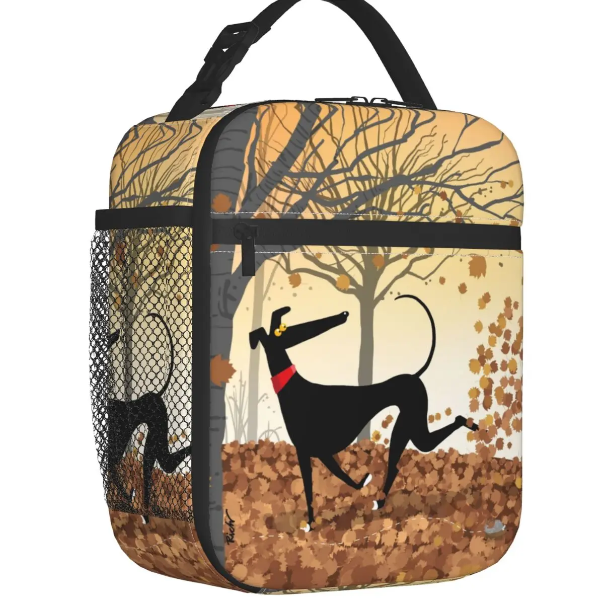 Autumn Hound Insulated Lunch Bag for Work School Greyhound Whippet Dog Waterproof Thermal Cooler Lunch Box Women Children