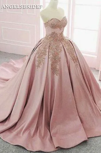 

Blush Pink Quinceanera Dresses Sweetheart Applique Vestidos De 15 Anos Formal Masquerade Princess Party Gowns