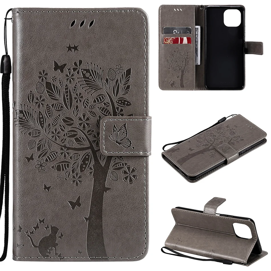 Cat&Tree Flip Leather Case  For Samsung Galaxy S22 Ultra S20 Plus S21 FE A12 A22 A32 A52 A72 A23 A33 A53 A03 Core Phone Cover