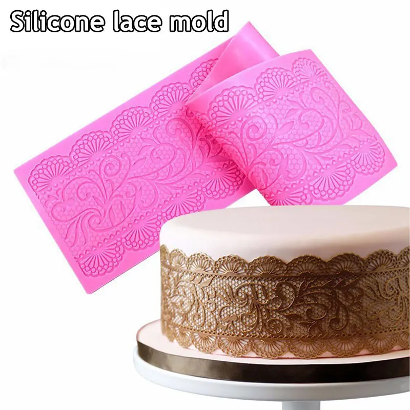 

Lace Flower Wedding Cake Silicone Beautiful Flower Lace Fondant Mold Mousse Sugar Craft Icing Mat Pad DIY Pastry Baking Tool