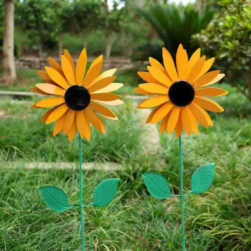 

Outdoor Courtyard Decoration Rotating With Stake Standing Windmill Wind turn Sunflower Wind Spinner Lawn Flower