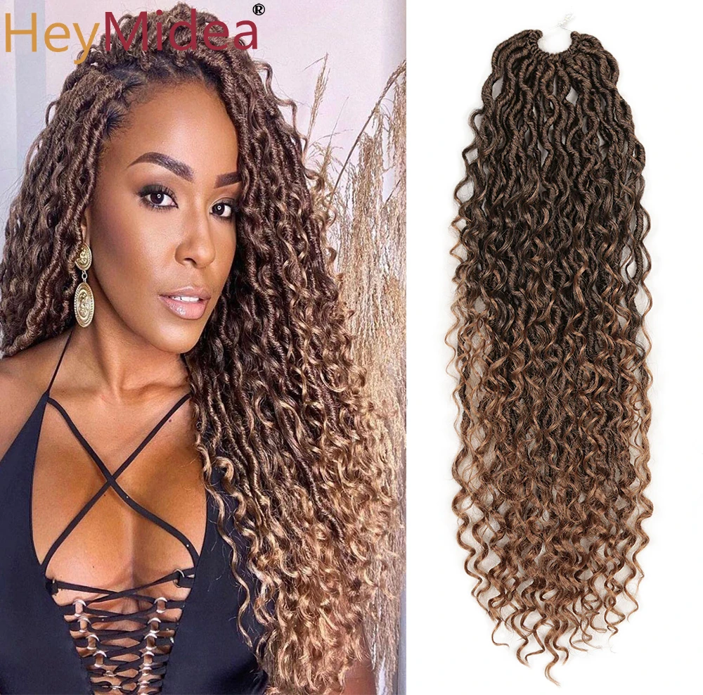 Synthetic New Goddess Locs Crochet Hair River Fauxs Locs Braiding With Curly Hair In Middle And Ends Braiding Hair Extensions