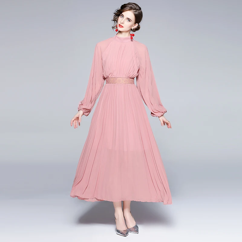 

Chiffon Women's Dress Party Spring Autumn Long Sleeve Clothing Fashion A-LINE Lady Mid Movafag