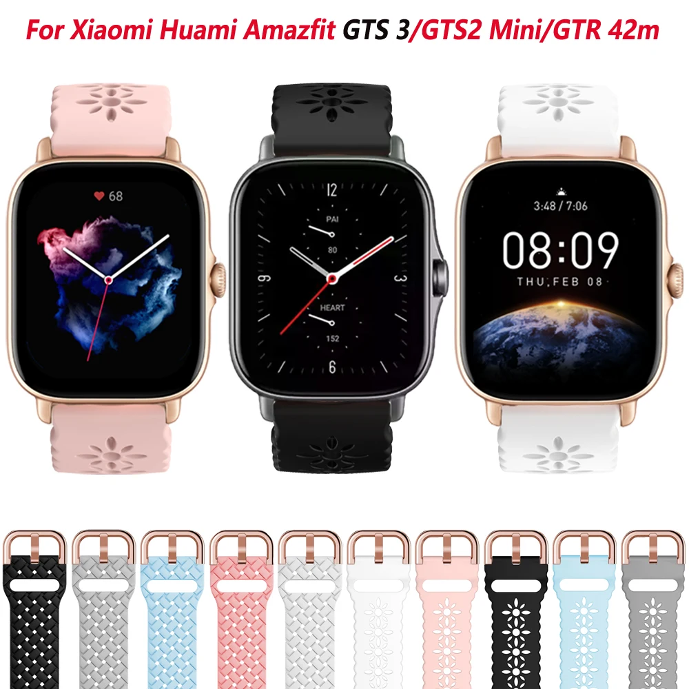 

Ремешок силиконовый для смарт-часов Amazfit Bip GTS 2, браслет для Xiaomi Huami Amazfit GTS/2e/GTR 42 мм GTS3, 20 мм