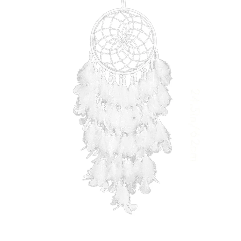 

Promotion! LED Dream Catcher Wall Decor White Boho Woven Art Ornament Handmade Gift For Kids Home Bedroom Hanging Craft