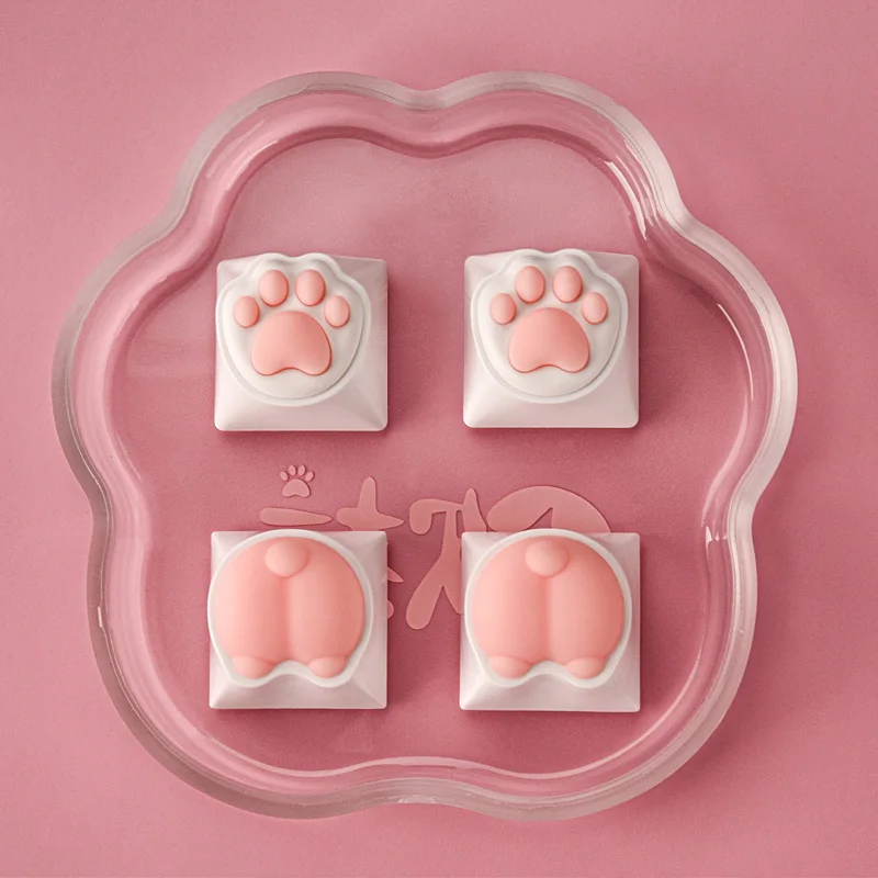 

2022 Cute Cartoon ABS Silicone Keycap For Kitty Paw Artisan Cat Paws Pad Mechanical Keyboard KeyCaps For Cherry MX Switches