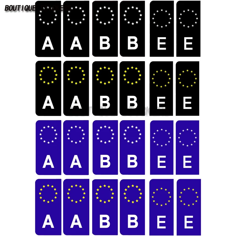 Фото 2 шт., наклейки на номерной знак со звездным кольцом ЕС A, B, E, автомобиль, грузовик, автофургон, внедорожник, стены, водонепроницаемые наклейки из ПВХ №1