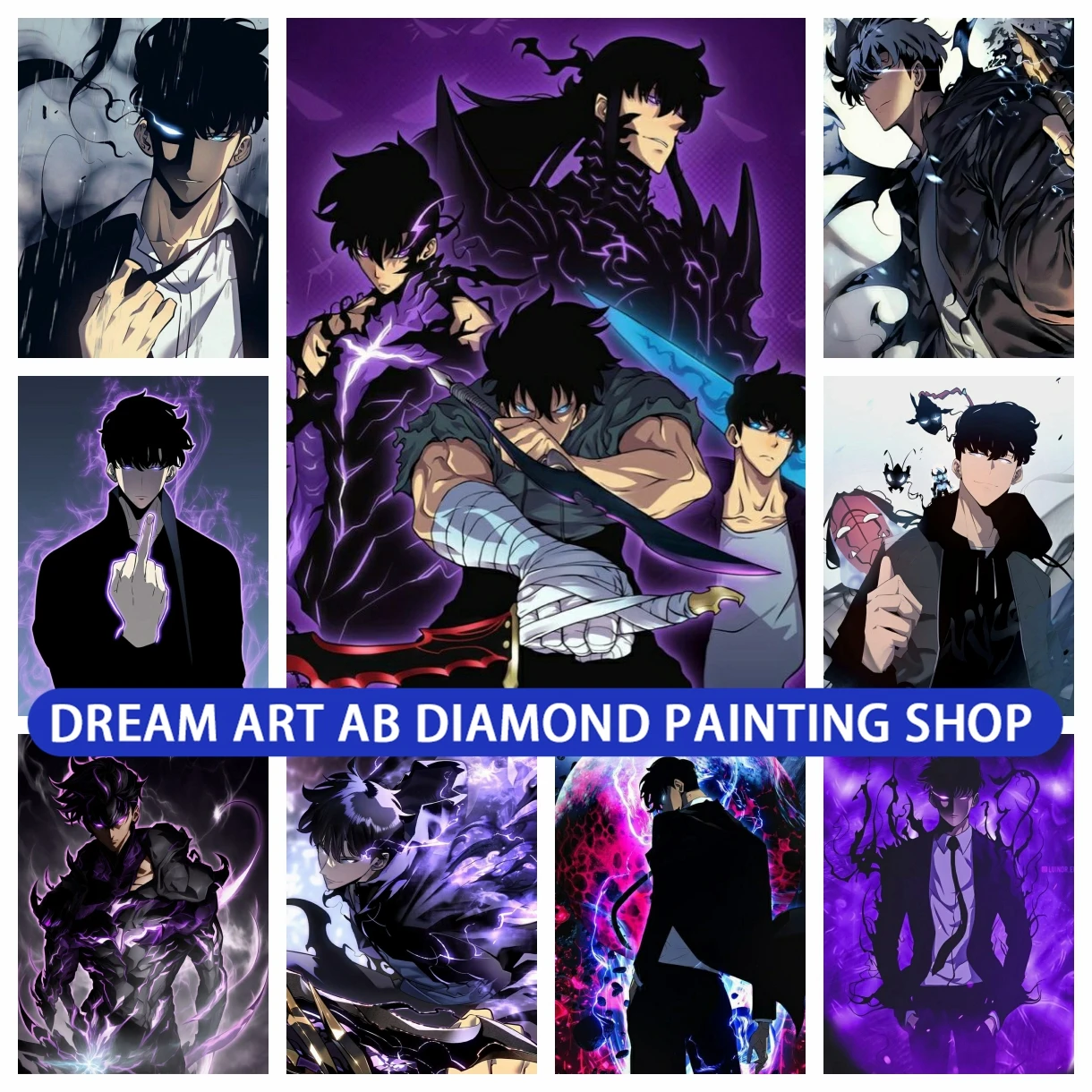 

Korean Manga Only I Level Up Solo Leveling AB Diamond Painting Complete Kit Sung Jin Woo Picture Art Mosaic Cross Stitch Decor
