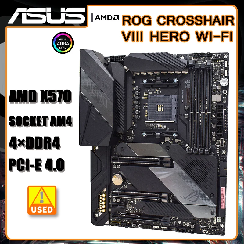 Материнская плата с разъемом AM4 ASUS ROG CROSSHAIR VIII HERO (Wi-Fi) материнская DDR4 AMD X570 PCI-E 4 0 M.2