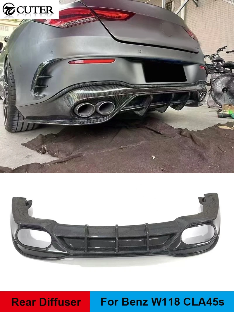 Фото C118 W118 Cla200 Cla260 Cla45s Углеродное волокно, диффузор заднего бампера, разветвитель для Benz W118 Cla45S Amg 2020 №1