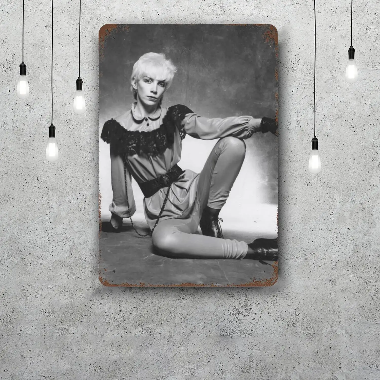 Фото Классический постер Annie Lennox, ржавая металлическая табличка, декоративная тарелка в стиле ретро, бар, человек, пещера, гаражный клуб, металлическая вывеска, украшение на стену №2