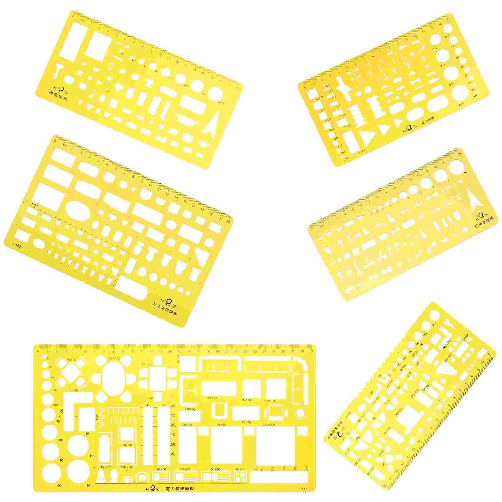 

6Pcs Drawing Template Rulers Durable Light Fine Novel Gift Tools Architect Scales