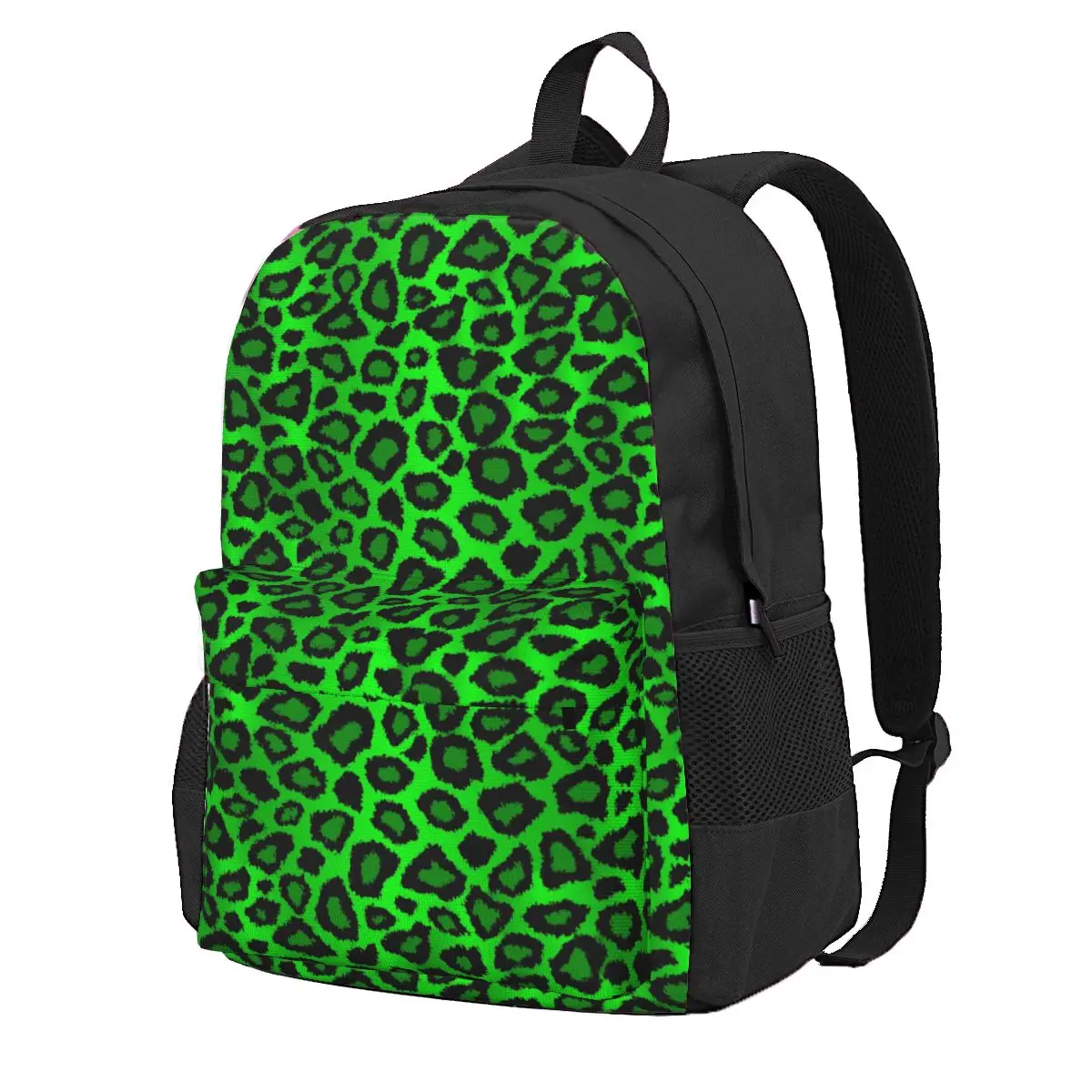 

Leopard Animal Backpack Female Lime Green And Black Large Backpacks Polyester Modern School Bags Trekking Designer Rucksack