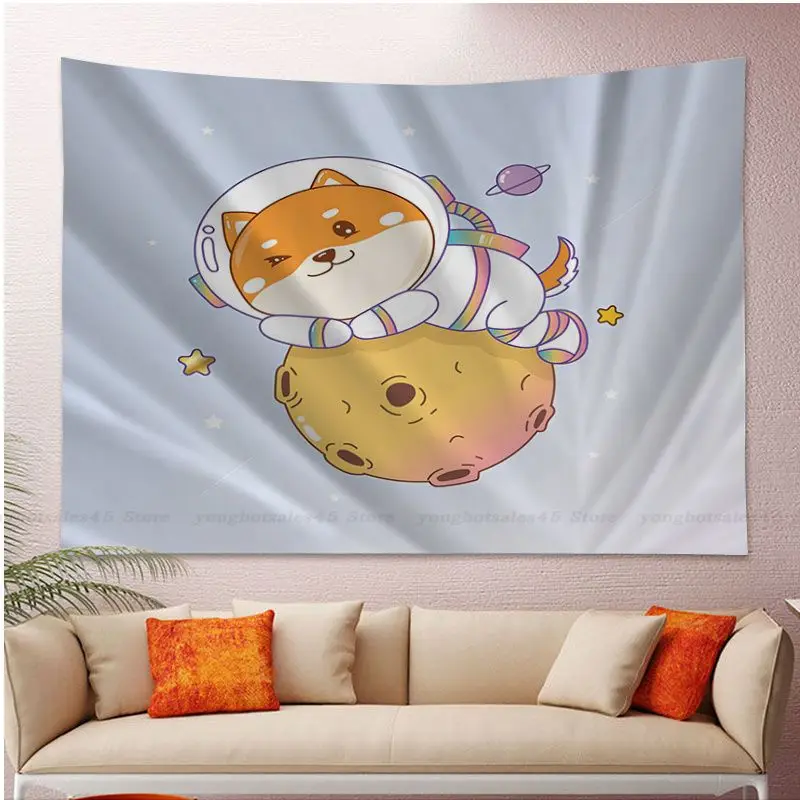 Настенные подвесные гобелены в стиле хиппи Сиба-ину для гостиной дешевые