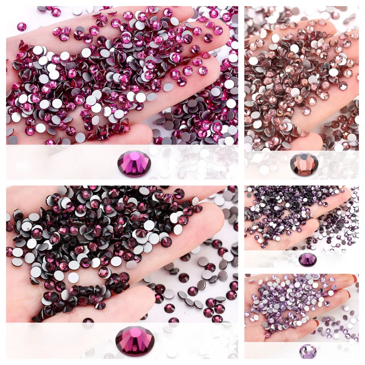 

SS3-SS34 Purple Series Rhinestone crystal glass flat bottom drill Manicure rhinestone diy colored round jewelry accessori