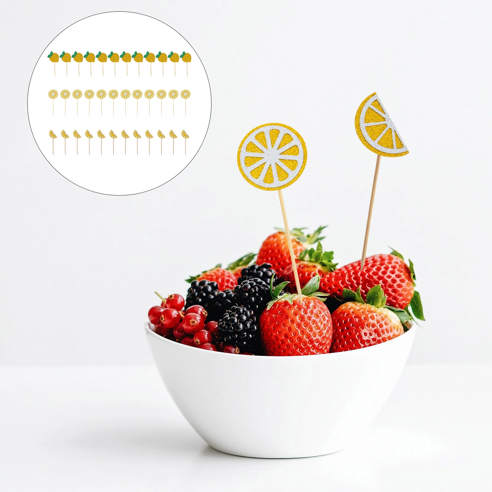 

36 Pcs Cupcake Ornament Lemon Baby Shower Decorations Wedding Topper Picks Decors Fruits Summer Inserts