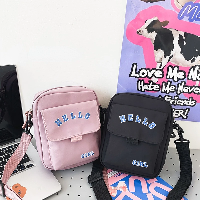 

Модная сумка на плечо, трендовая милая маленькая квадратная сумка в японском стиле Харадзюку, женская сумка-мессенджер, женские сумки с буквенным принтом